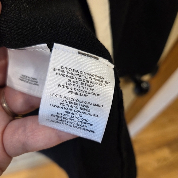 Anne KleinTipped Patch-Pocket Cardigan Women's Medium Black Open Front - Picture 9 of 15